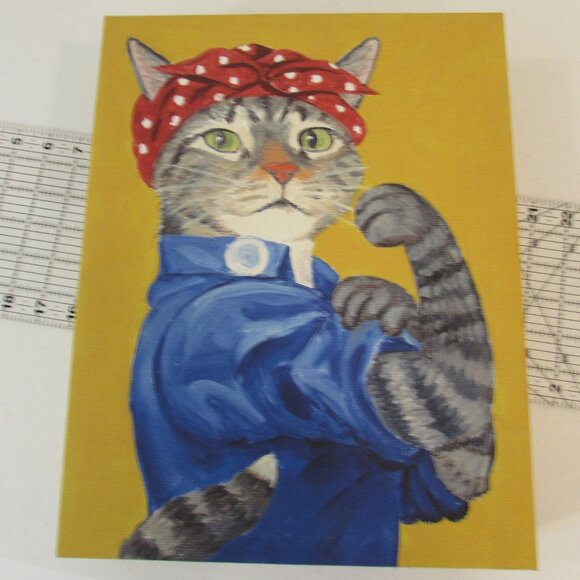 Carol Lew 'Rosie the Feline' Canvas Art Print 14"x11"x2.5" - Picture 11 of 14